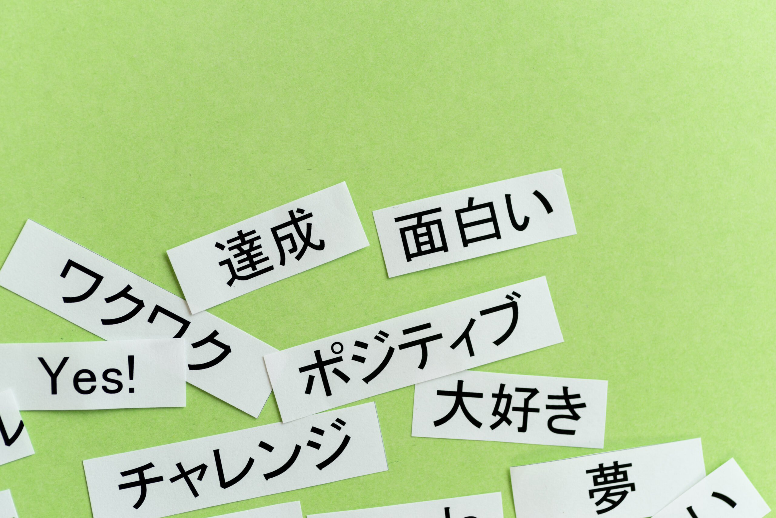 夢をかなえるゾウの読む順番|無料の36ページ小冊子から、今の自分に合う1冊を選ぶ 夢や挑戦などの言葉が書かれた紙片。夢をかなえるゾウの読む順番の入口になる小冊子