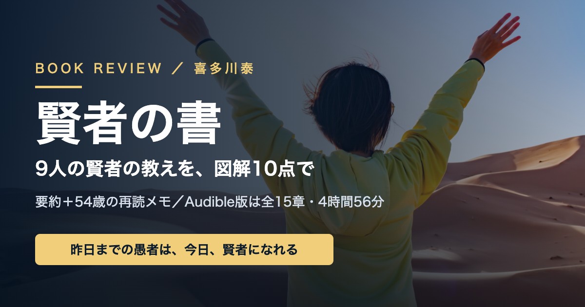 賢者の書の要約｜喜多川泰のデビュー作を9人の賢者の教えとして図解で整理したアイキャッチ画像
