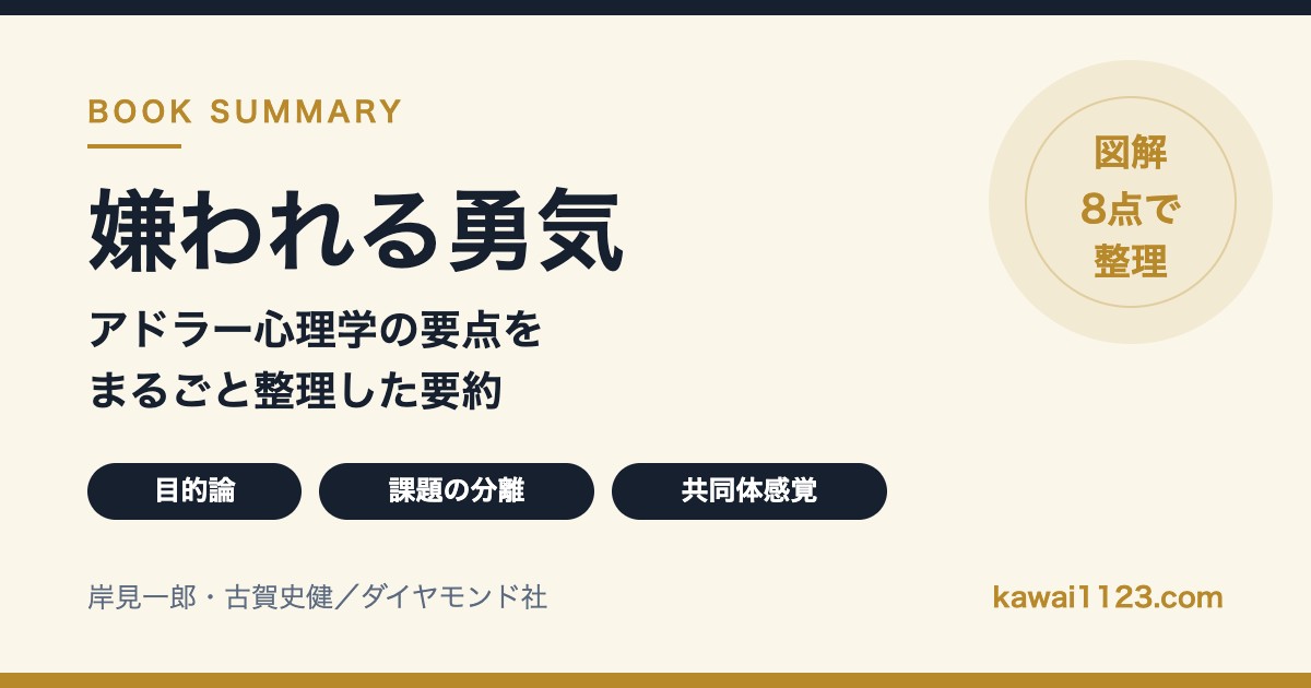 【図解】嫌われる勇気の要約｜目的論・課題の分離・共同体感覚を53歳が整理してみた
