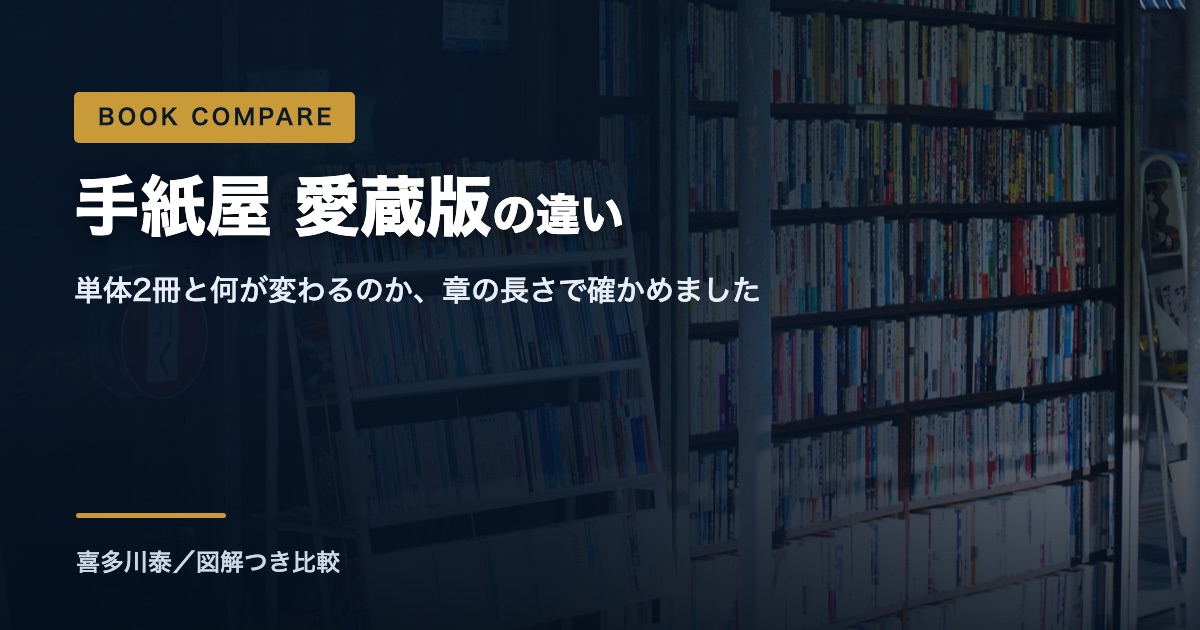 【比較】手紙屋 愛蔵版の違い（喜多川泰）｜単体2冊と何が変わるのかを図解9点で