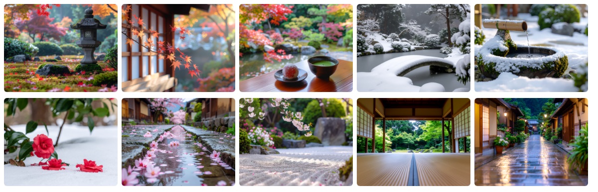 Adobe Stockのキーワードとタイトルを付けて審査に出した、Fireflyで作った京都の季節の風景10枚