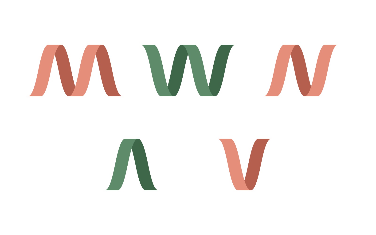 リボン文字の応用。同じパーツで作ったM・W・N・A・V